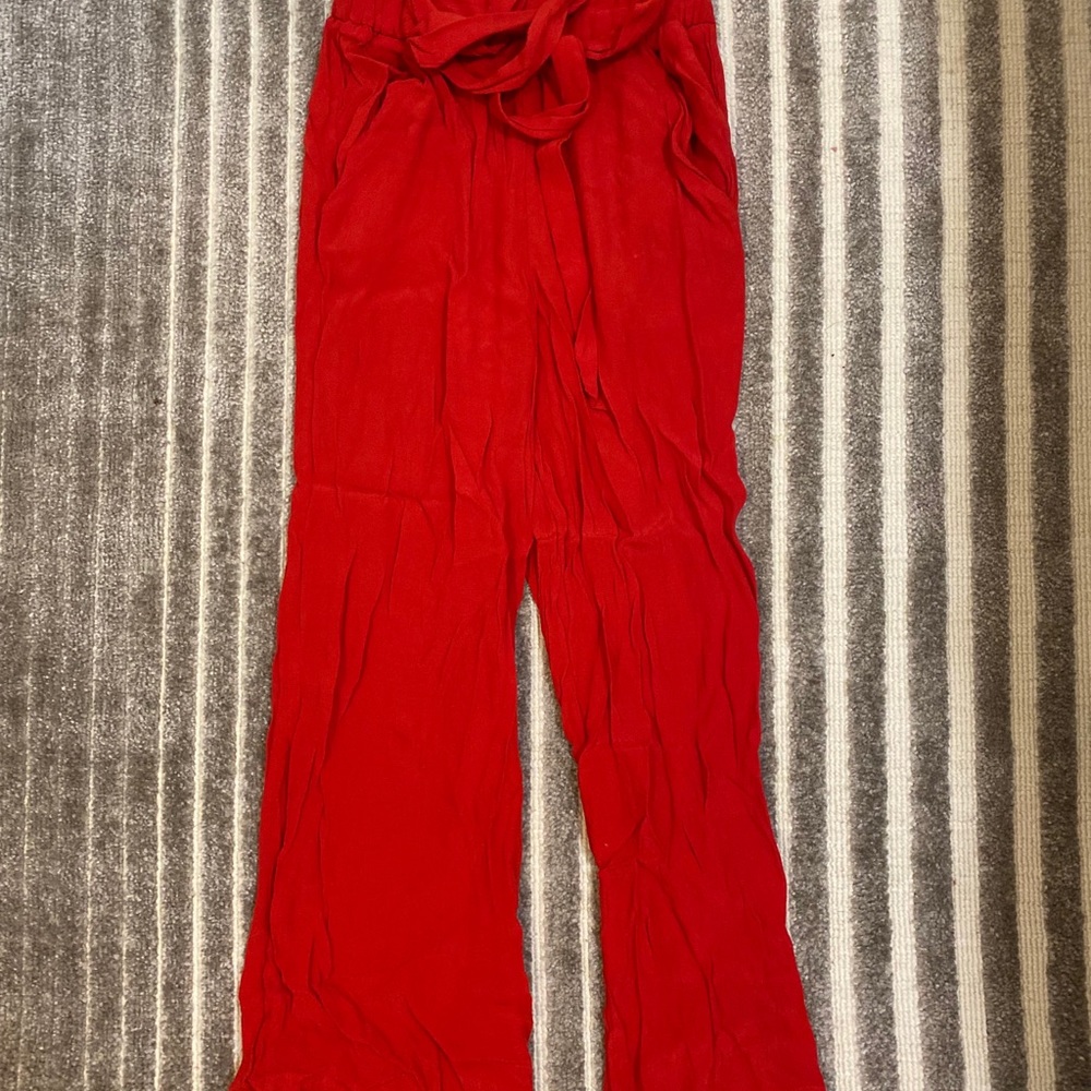 Aritzia red tie waist pants